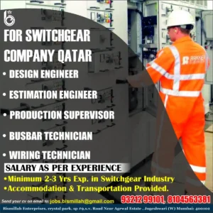 Hiring for Switchgear Company in Qatar