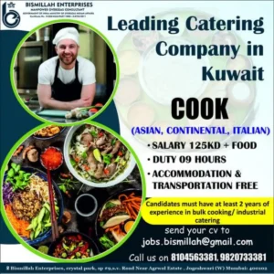 Hiring for Leading Catering Company in Kuwait