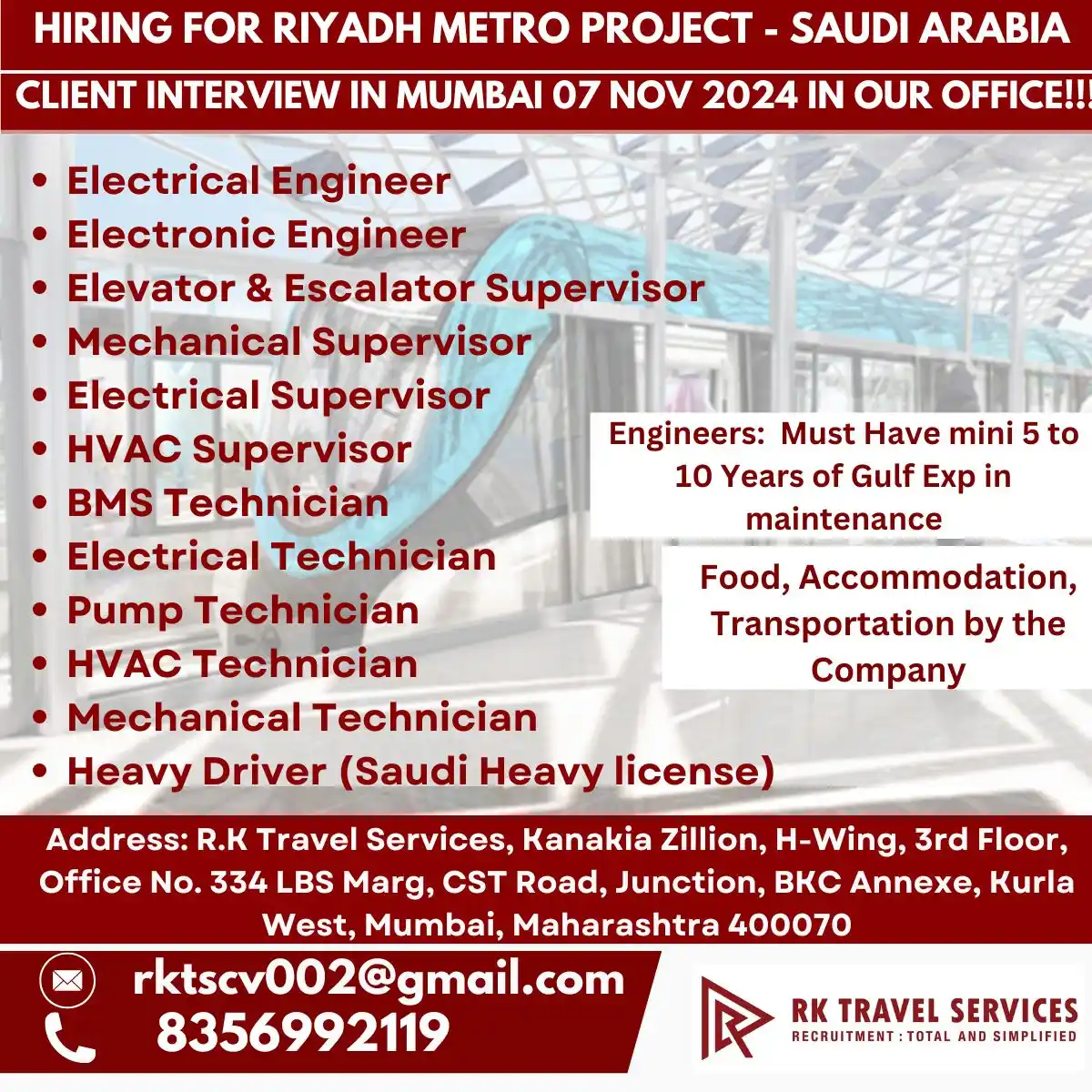 Hiring for Riyadh Metro Project