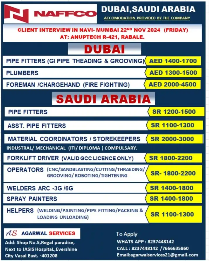 Job Opportunities in Gulf Countries (Dubai & Saudi Arabia)