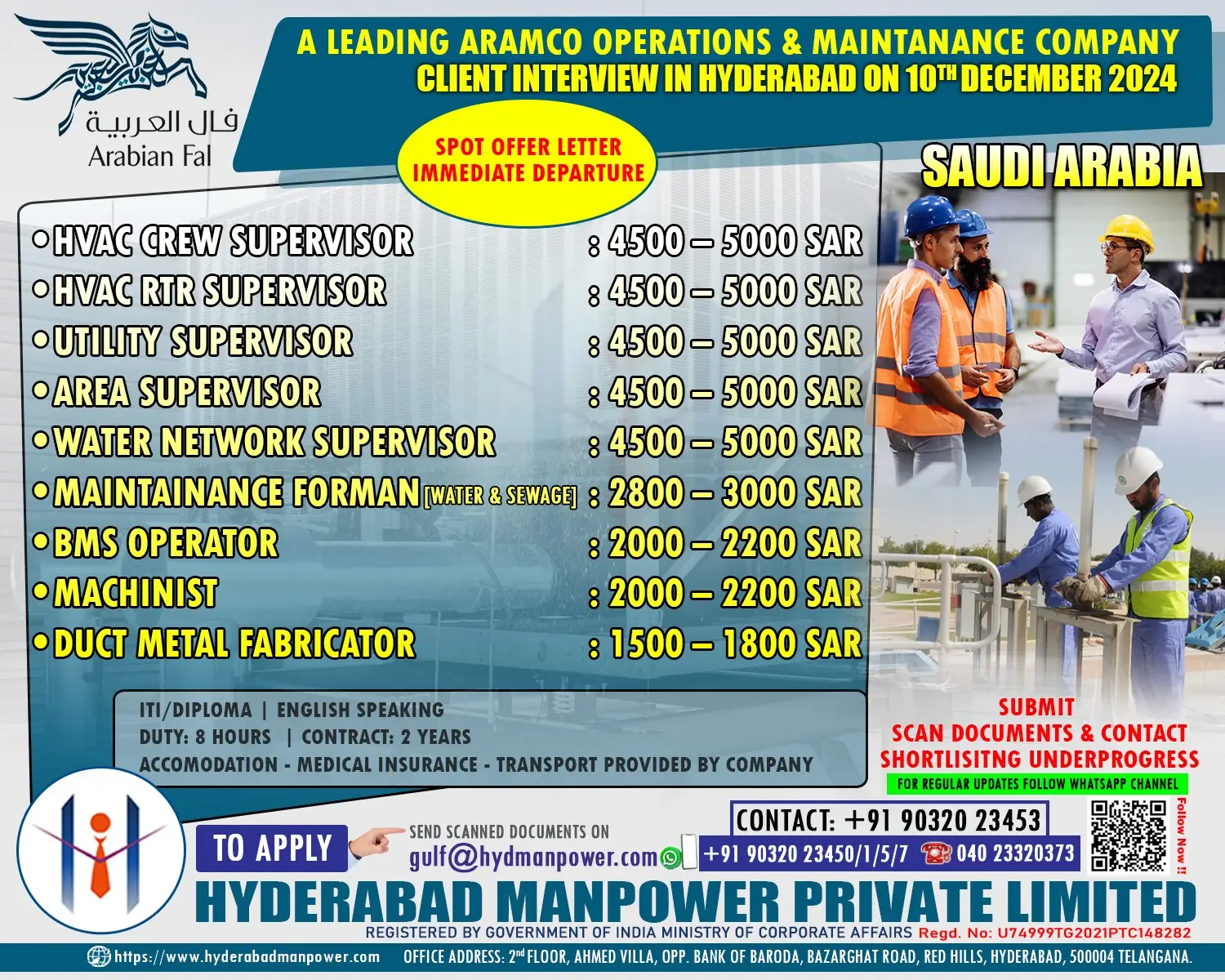 Saudi Arabia Jobs | Hyderabad Manpower Pvt Ltd