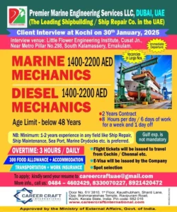 Urgent Requirements in Dubai - Marine & Diesel Mechanics