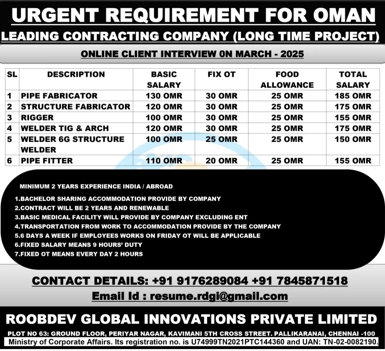 Urgent Hiring for Oman