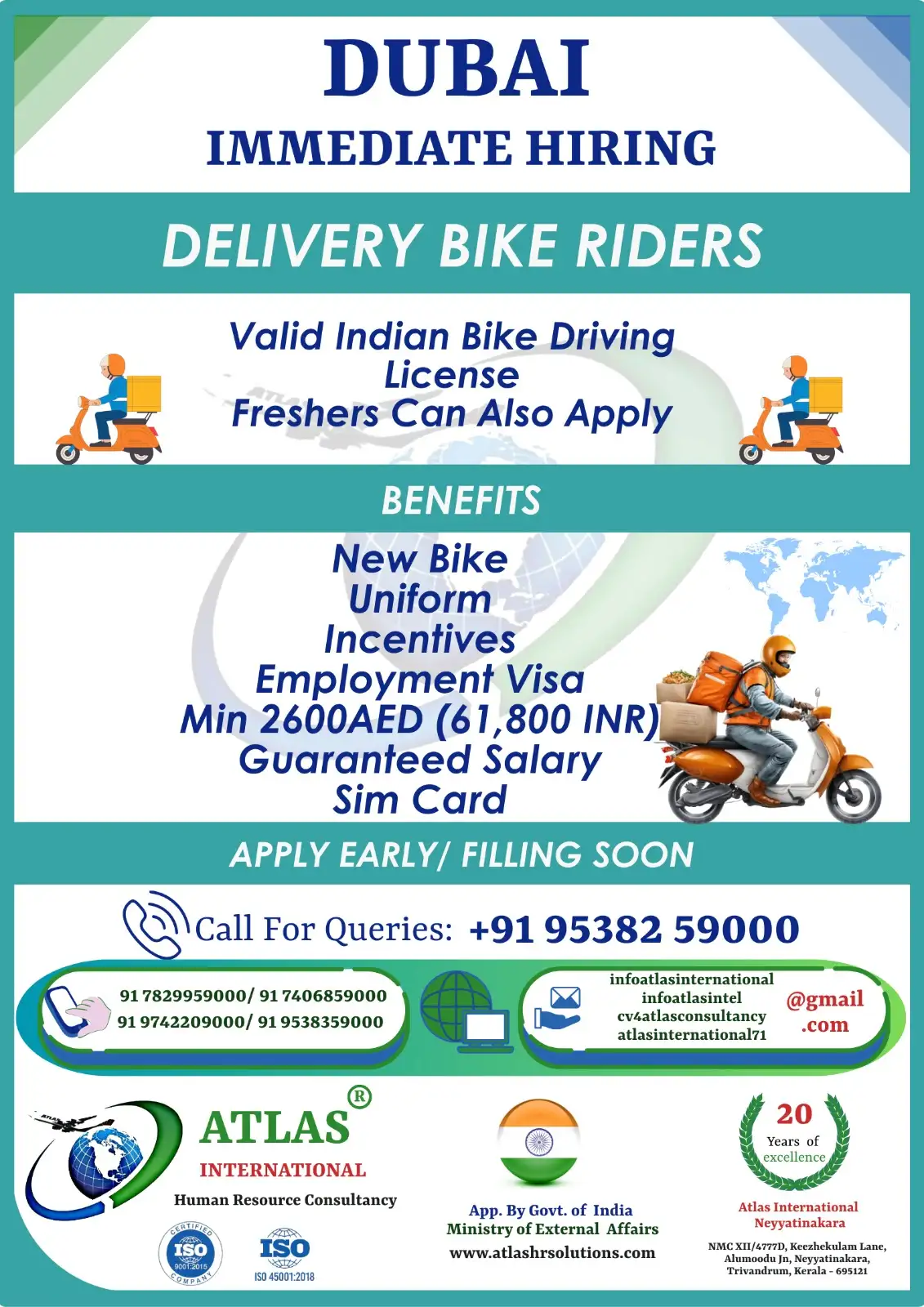 🚀 Urgent Hiring – Delivery Bike Riders for Dubai 🇦🇪